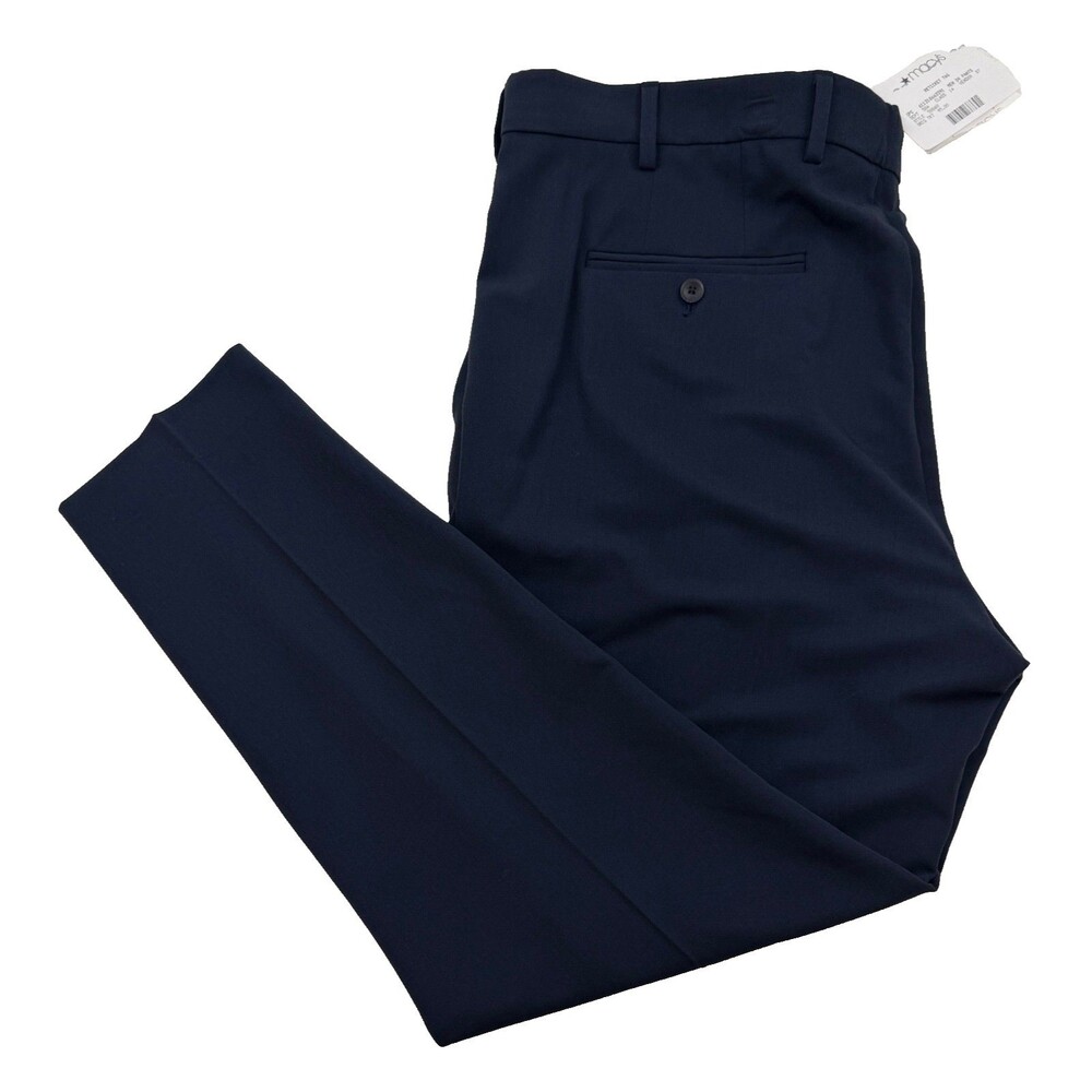 $95 NEW PERRY ELLIS PORTFOLIO Mens 40x30 Solid Navy Soft Dress Pants/Slacks